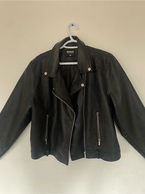 INWEAR Black Faux Leather Biker Jacket